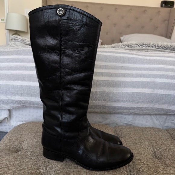 Frye Melissa Black Leather Tall Boots - Picture 3 of 12